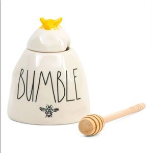 NWT Rae Dunn “BUMBLE” Honey Pot w/Wooden Dipper
